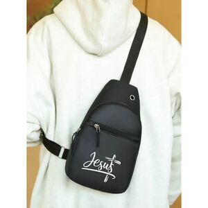 2/$30 Ladies Black Jesus Crossbody Bag